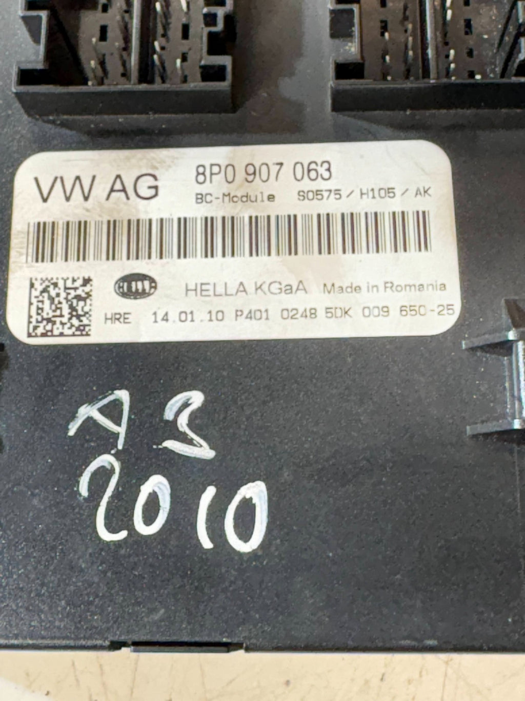 AUDI A3 2010 1.9 TDI E SPORT MK2 5DR BODY CONTROL MODULE BCM 8P0907063A