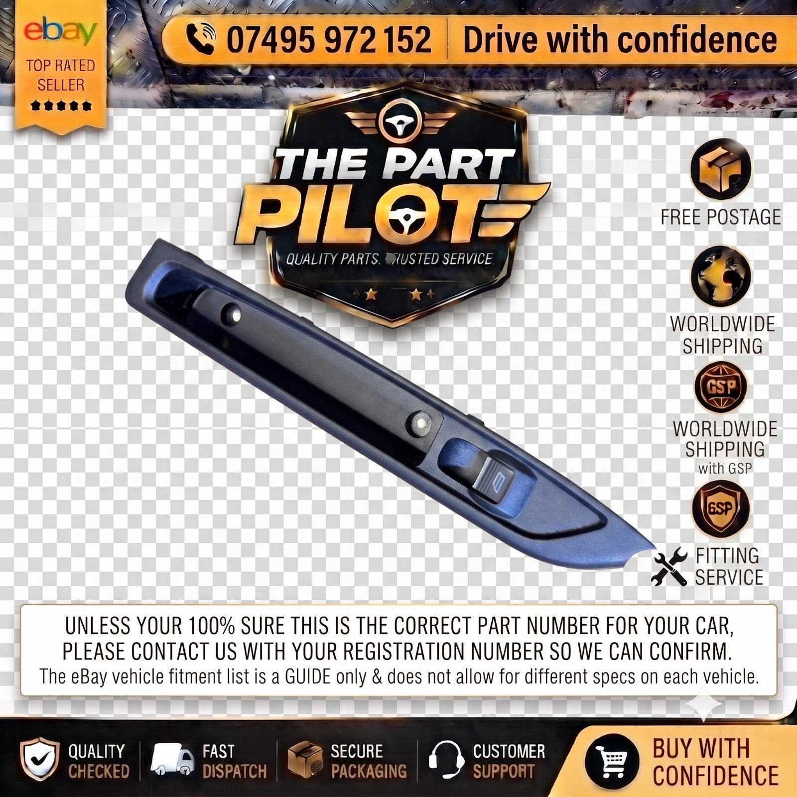 Ford B-Max 2012 WINDOW SWITCH & TRIM REAR RIGHT SIDE AV11-R226A36-ACW