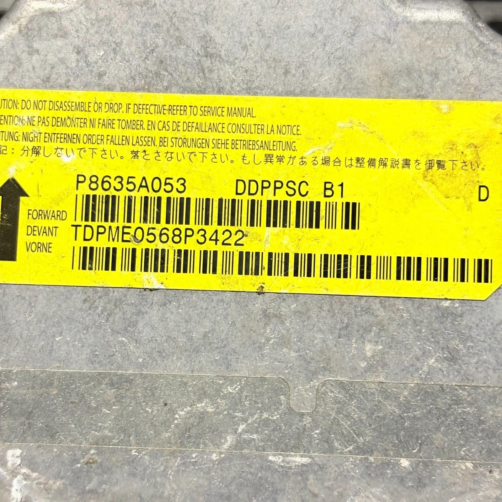 Mitsubishi Outlander II 2009-2012 SRS Airbag ECU Control Module P8635A053
