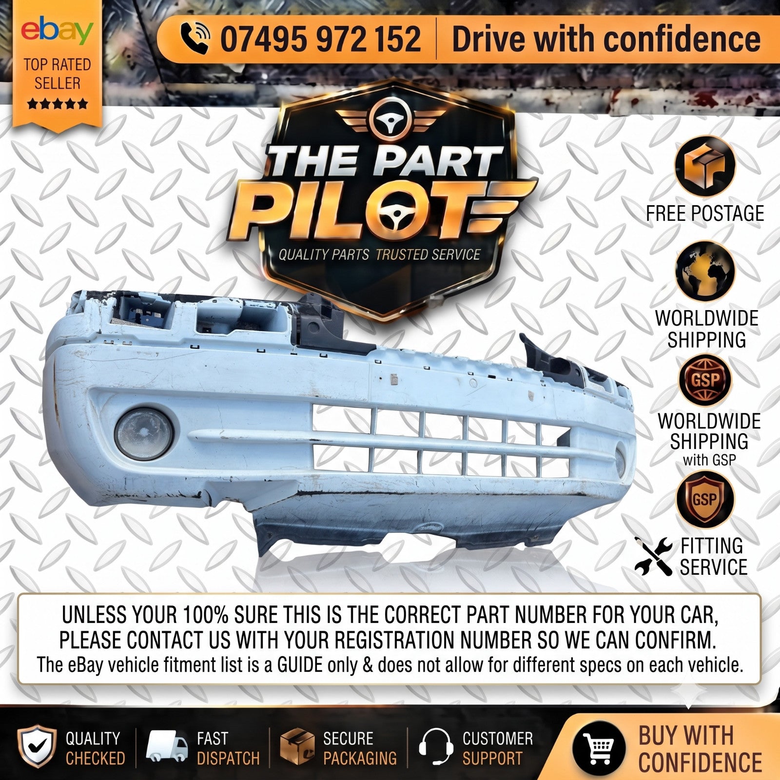 Fiat Scudo Front Bumper 1401015178 Expert Dispatch Jumpy 07-16 FREE POSTAGE