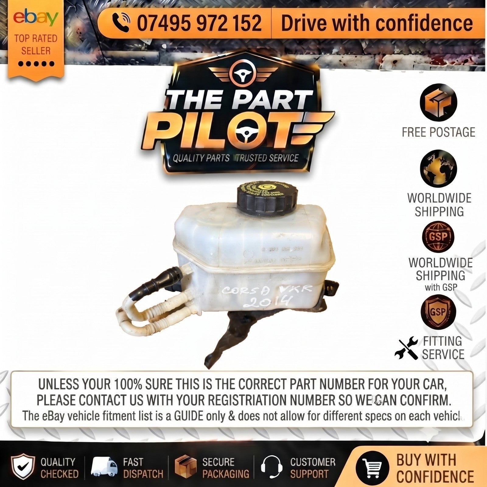 VAUXHALL CORSA D VXR 1.6T RHD 2007 - 2014 07-14 BRAKE FLUID RESERVOIR 0204051244