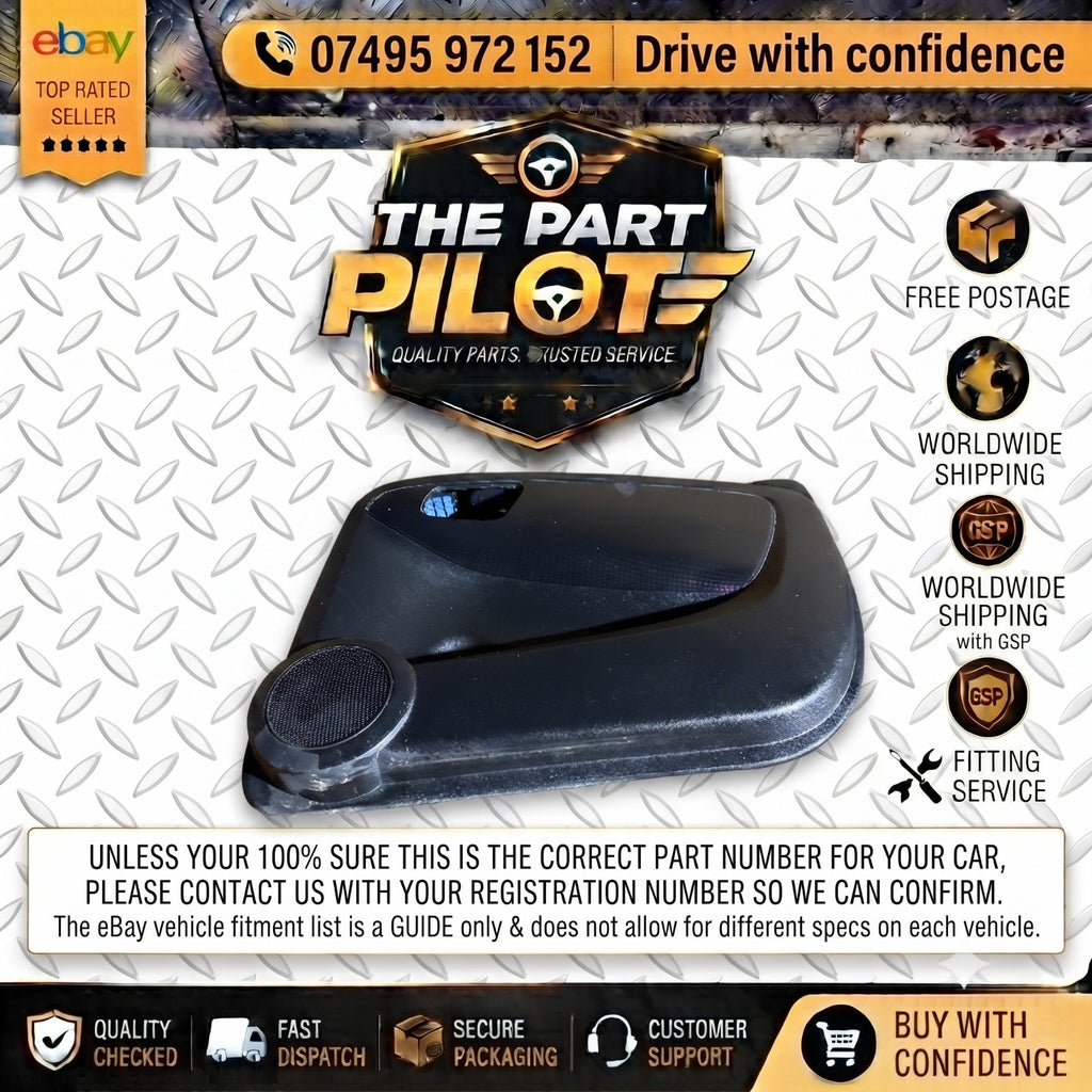 Fiat Qubo 08-20 Front Right Driver Door Card Interior Panel Black 7354610140E