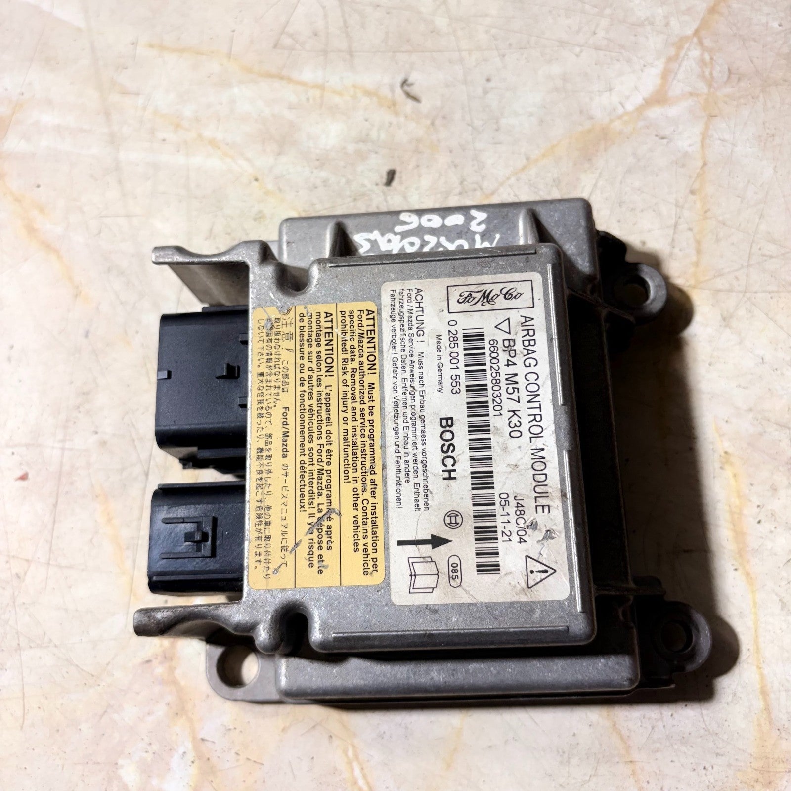 2006 MAZDA 3 AIRBAG CONTROL MODULE BP4M57K30