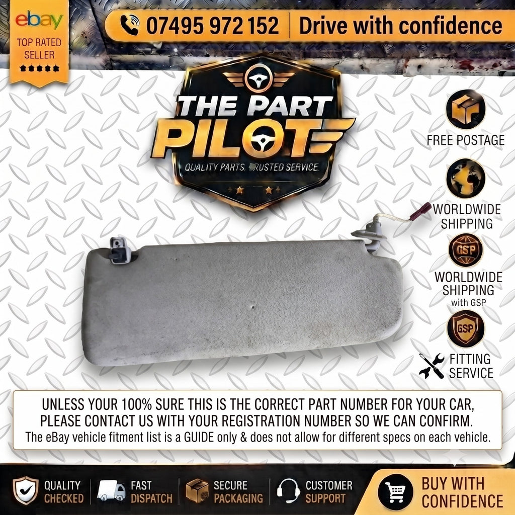 BMW 3 Series E90 Driver Side Sun Visor 2005-2011 6905983 Grey Front UK RHD