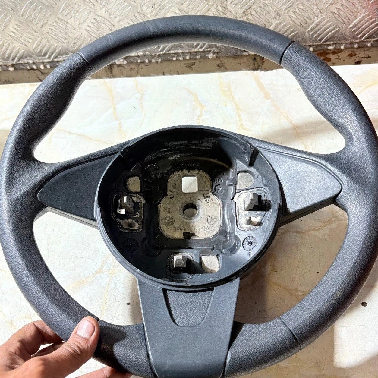 FORD KA MK2 BLACK LEATHER STEERING WHEEL 2008-2016 THREE SPOKE