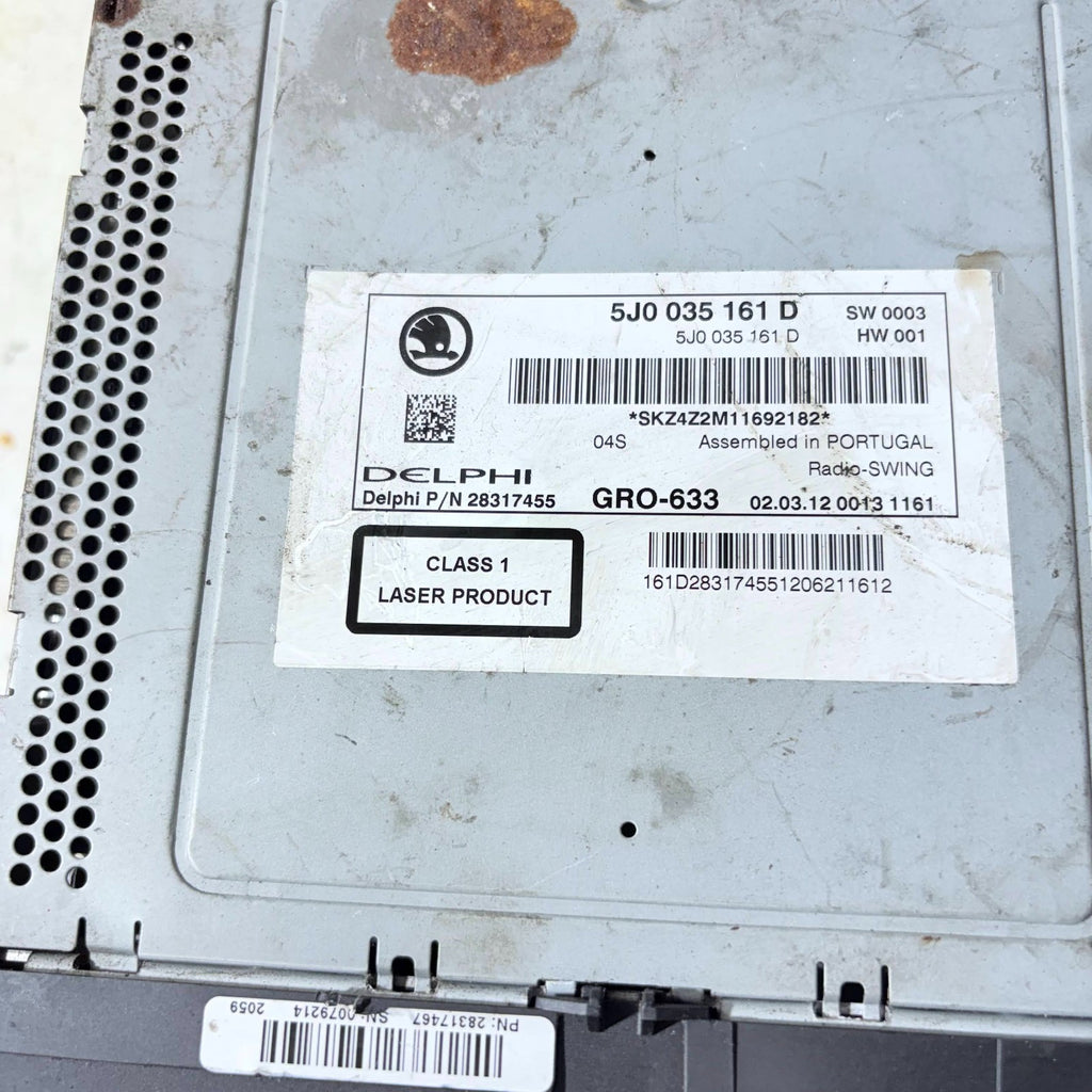 2010-2014 Skoda Fabia 5J CD PLAYER 5J0 035 161 D MEDIA PLAYER 5J0 035 161 D