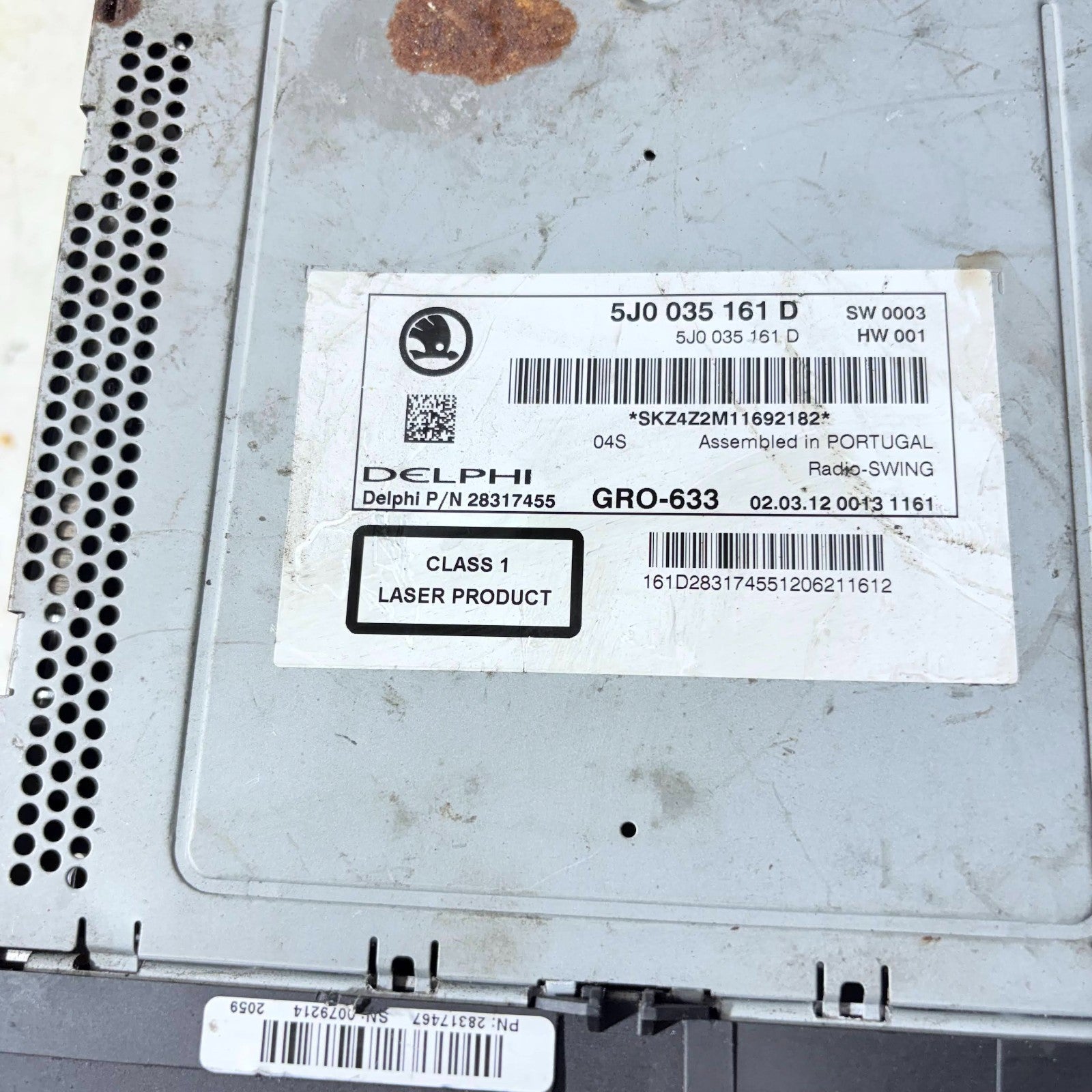 2010-2014 Skoda Fabia 5J CD PLAYER 5J0 035 161 D MEDIA PLAYER 5J0 035 161 D
