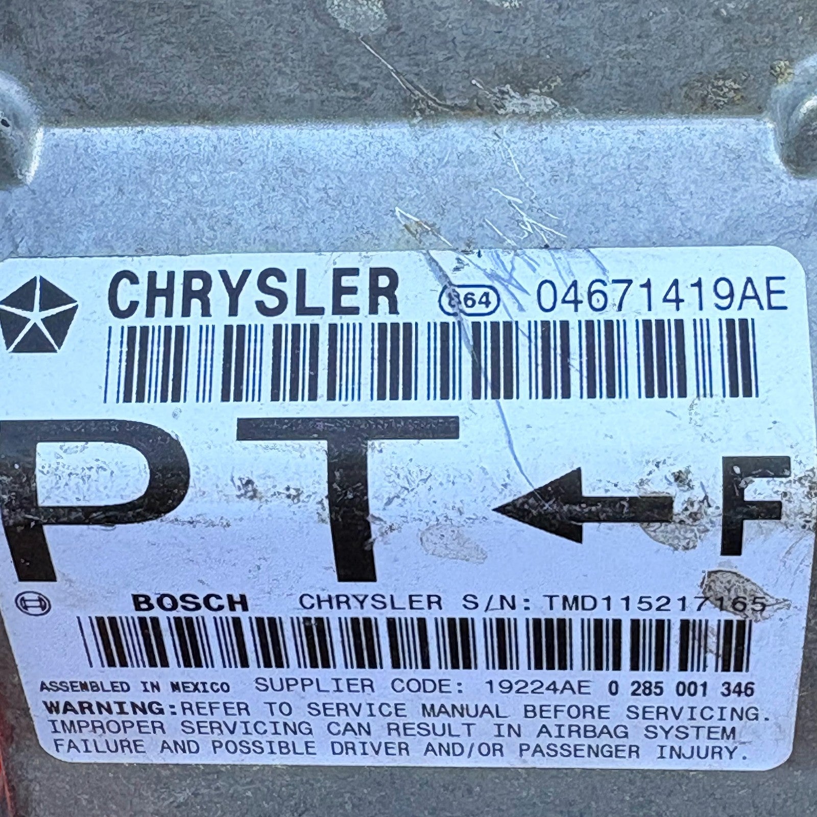 2001-2002 Chrysler PT Cruiser SRS Airbag ECU ORC Module 04671419AE