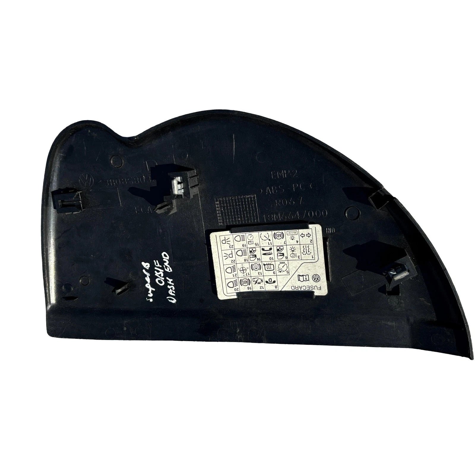 Skoda Superb B5 3U 2002-08 Front Right Driver Dash End Trim 3B0858036 18M6647000