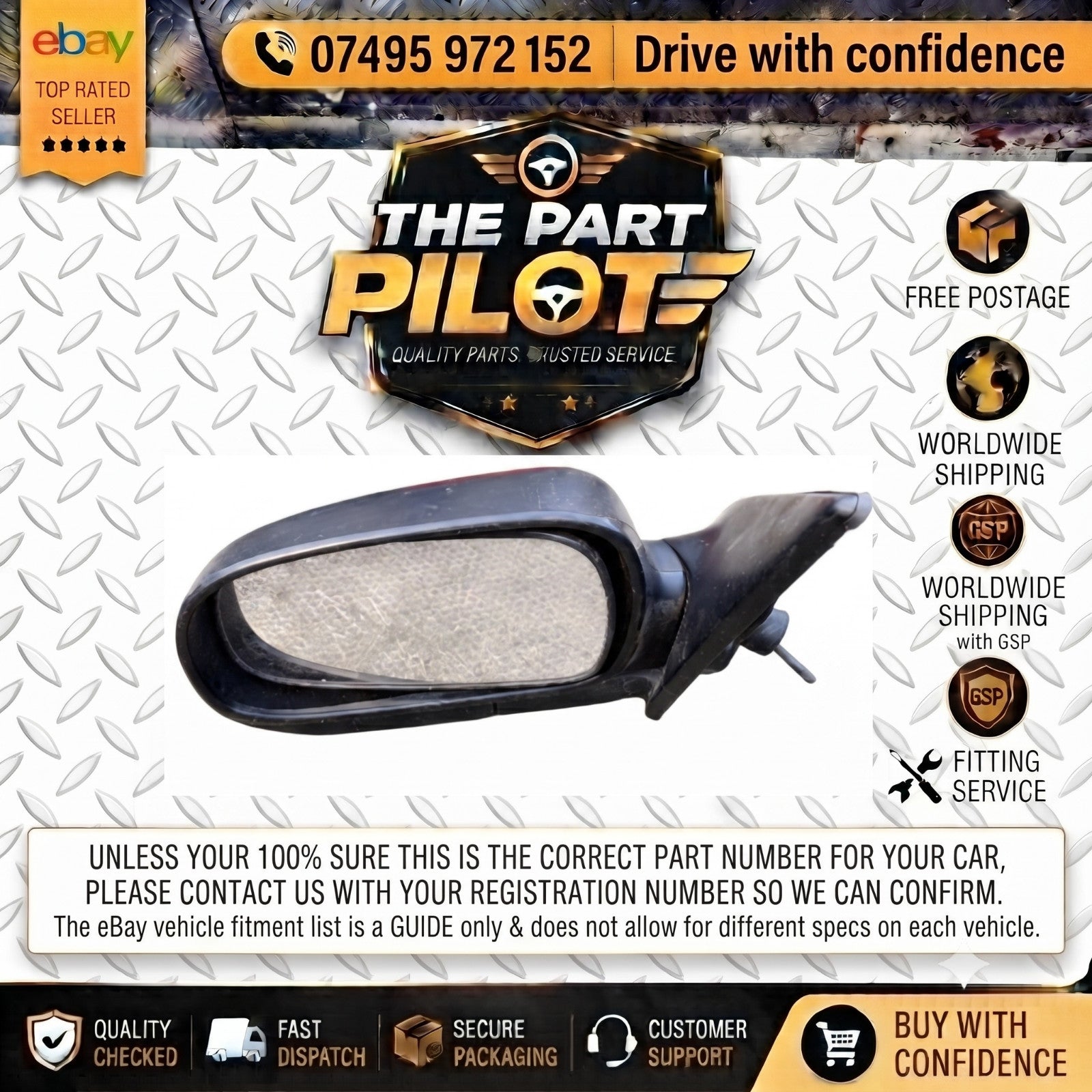 Toyota Carina E T190 1992-1997 Left Passenger Manual Wing Door Mirror LHD 011160