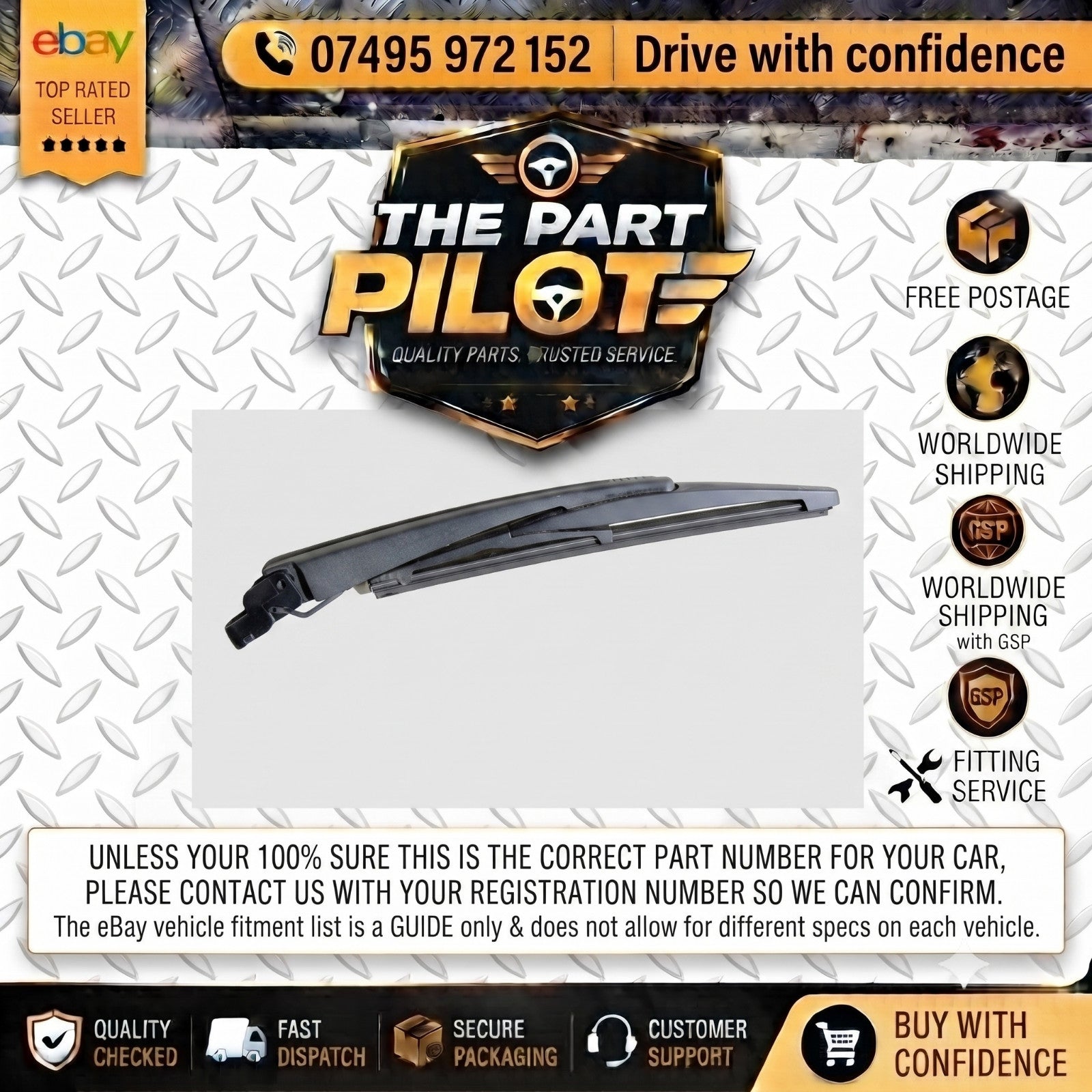 Vauxhall Agila B MK2 H08 2008-2014 Rear Windscreen Wiper Arm Blade 5 Door