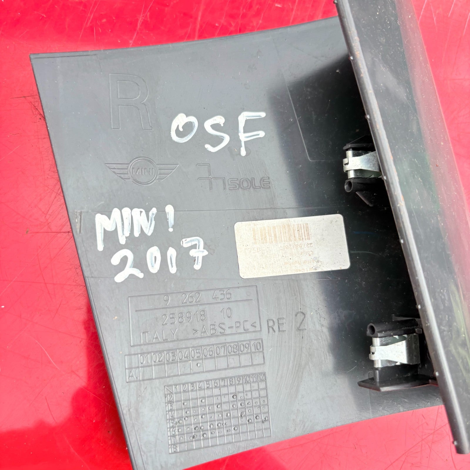2017 BMW MINI COOPER ELECTRIC INTERIOR RIGHT DRIVER SIDE TRIM 25891810