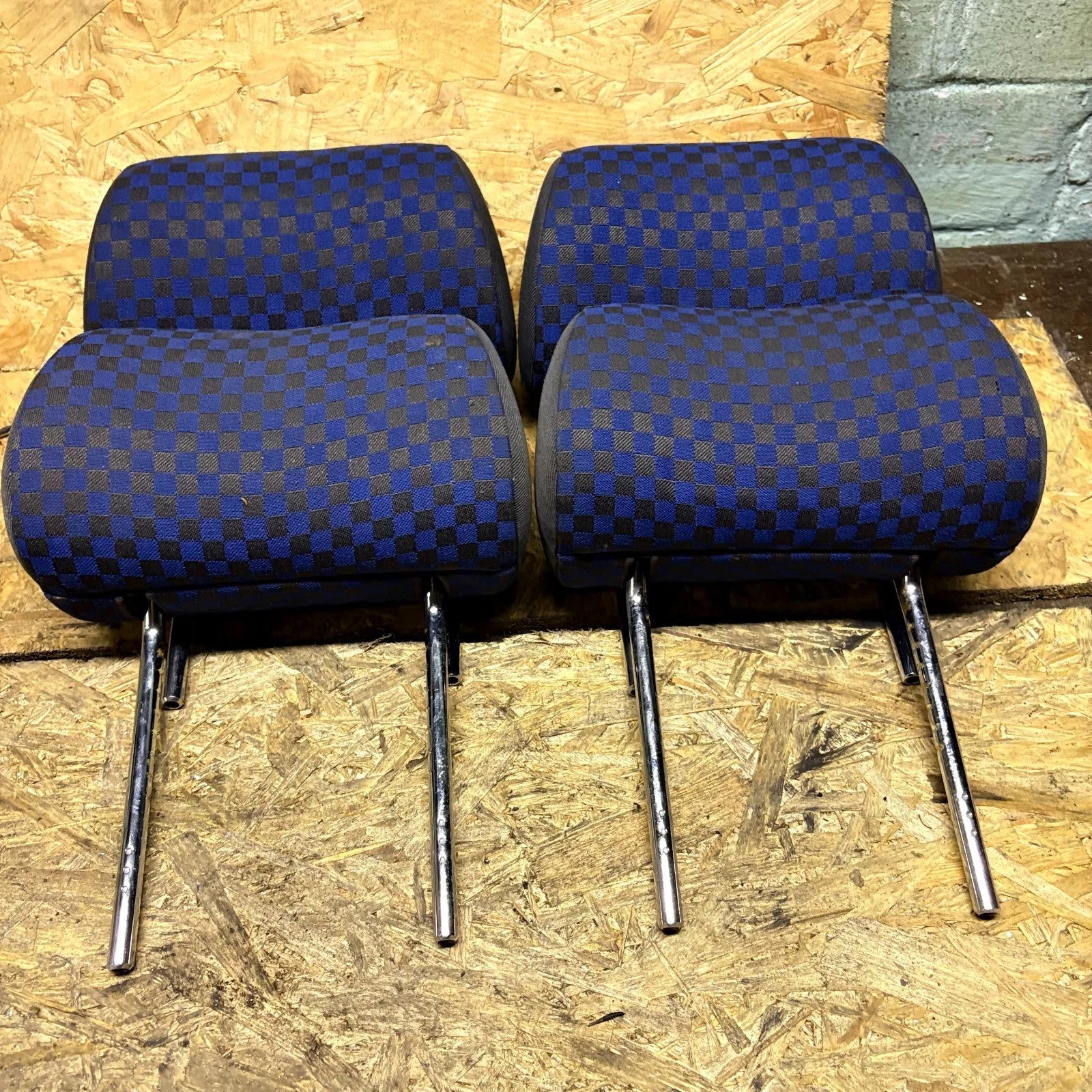 Audi A4 B5 Seat Headrest Set of 4 Front Rear Blue Cloth 1996-2001 Saloon Avant