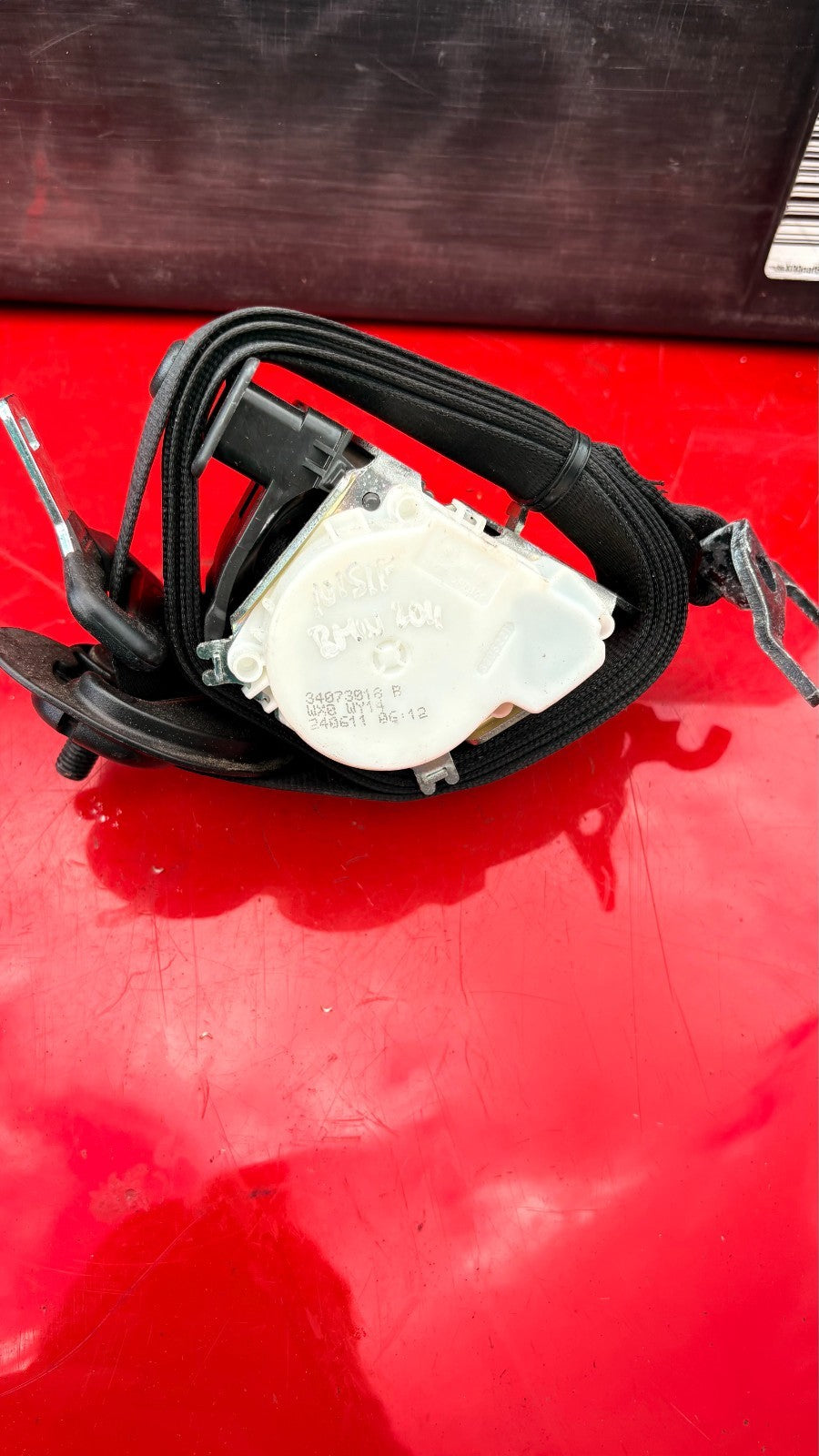 BMW 2011 FRONT PASSENGER LEFT SIDE SEAT BELT 34073018B