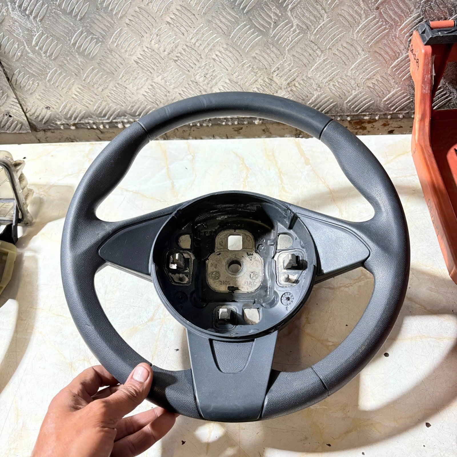 FORD KA MK2 BLACK LEATHER STEERING WHEEL 2008-2016 THREE SPOKE