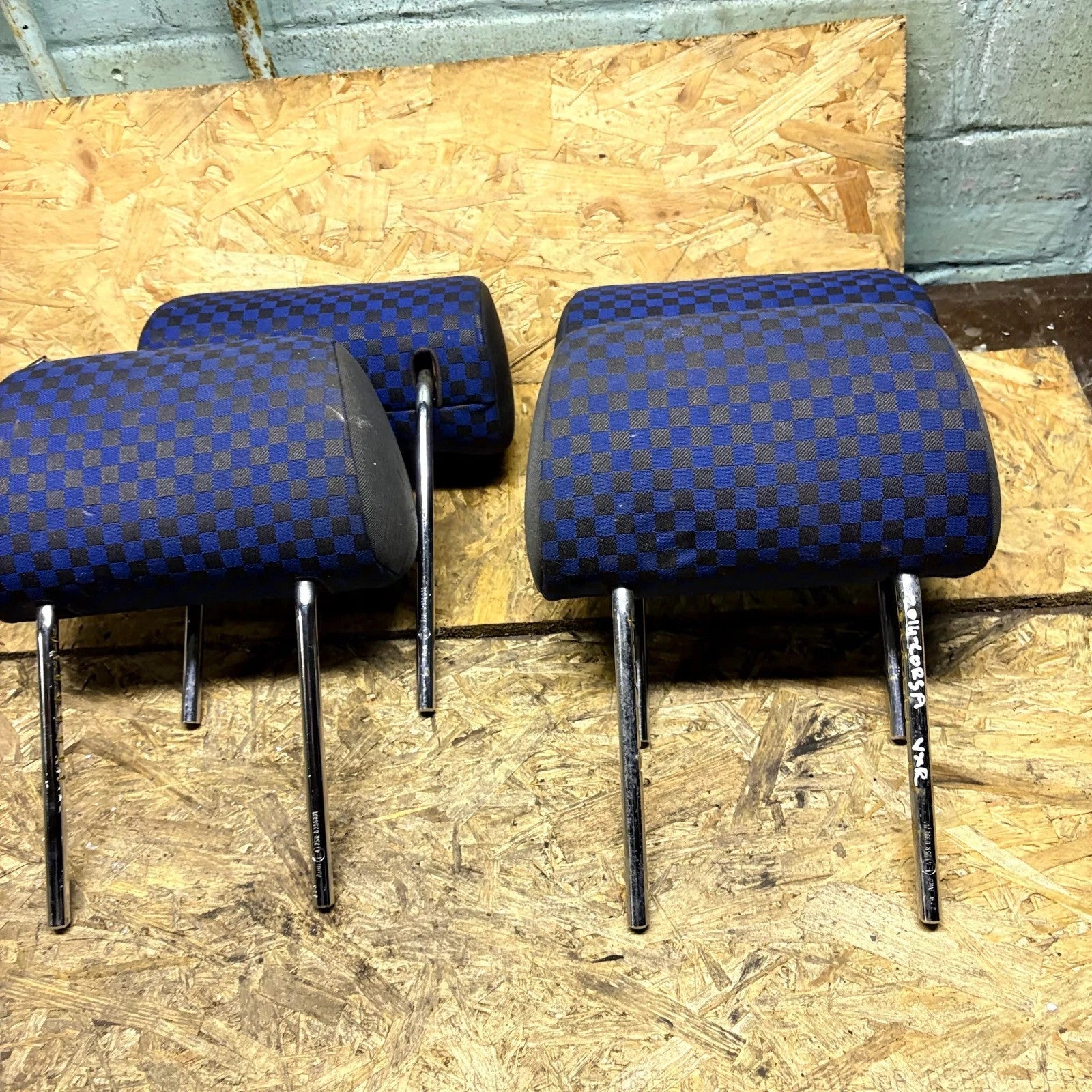 Audi A4 B5 Seat Headrest Set of 4 Front Rear Blue Cloth 1996-2001 Saloon Avant