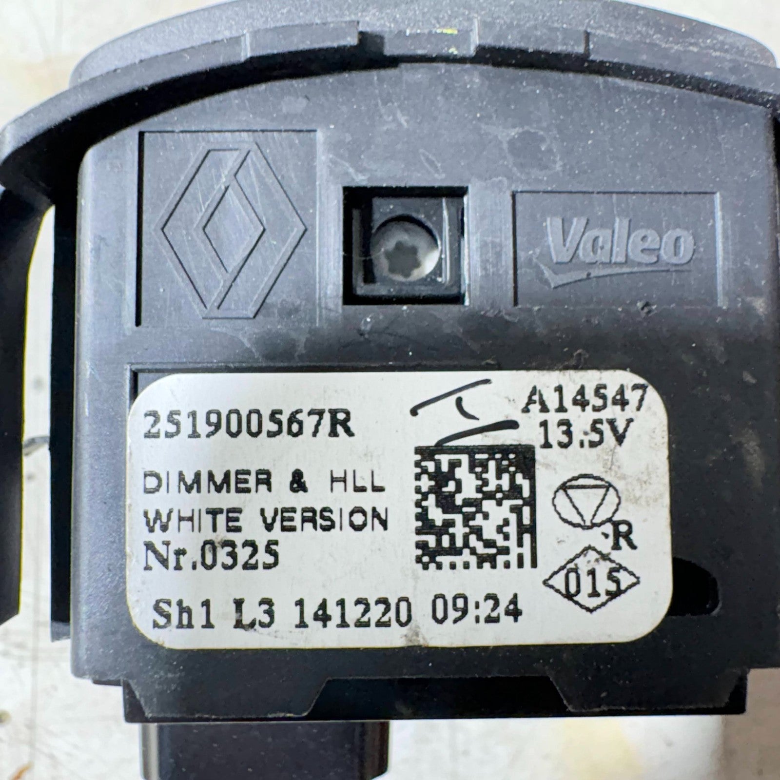 RENAULT CLIO HEADLIGHT ADJUSTER SWITCH 251900567R MK4 2012-2020