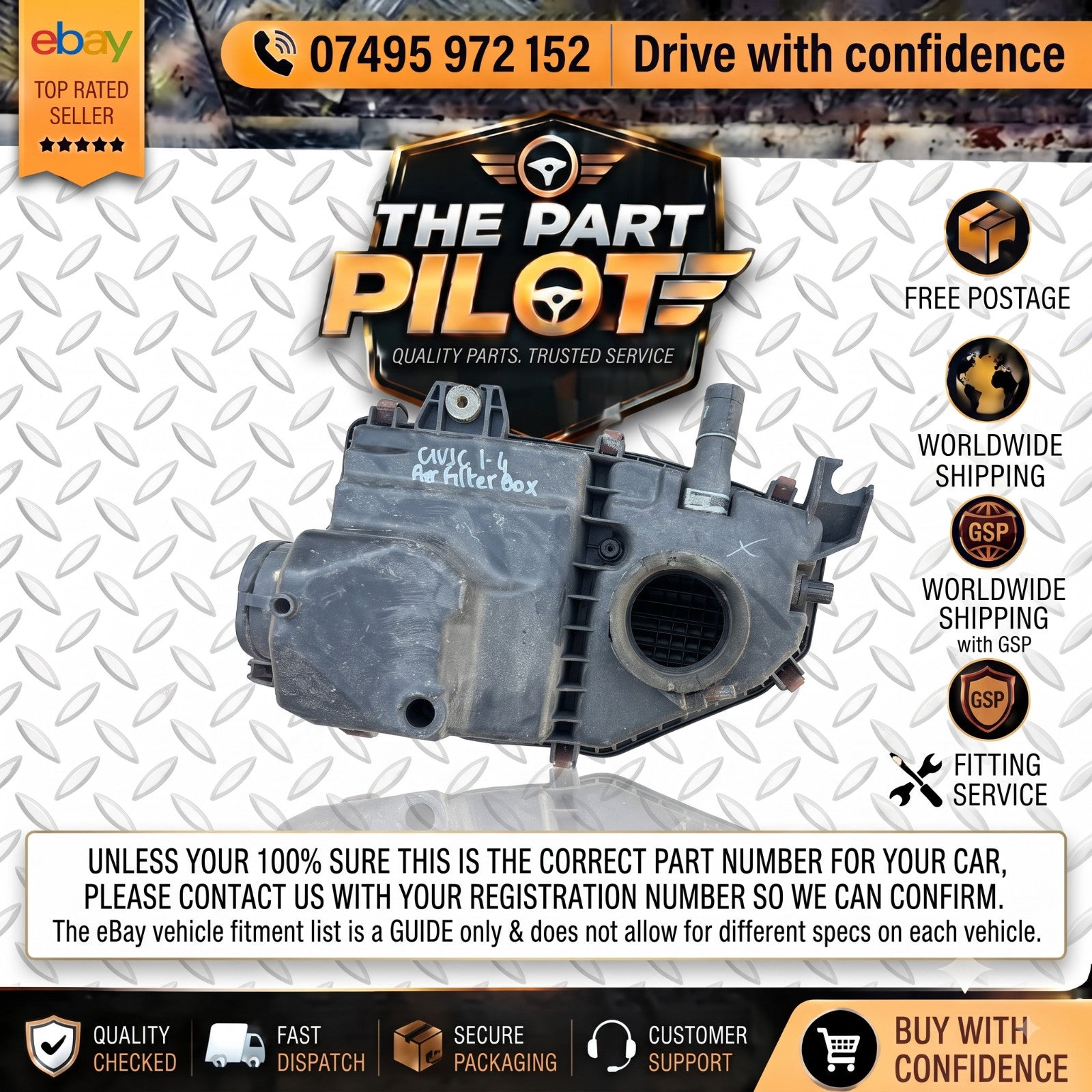 HONDA CIVIC MK7 2001-2005 AIR FILTER BOX HOUSING 1.4 1.6 PETROL D14Z5 D14Z6 D16V