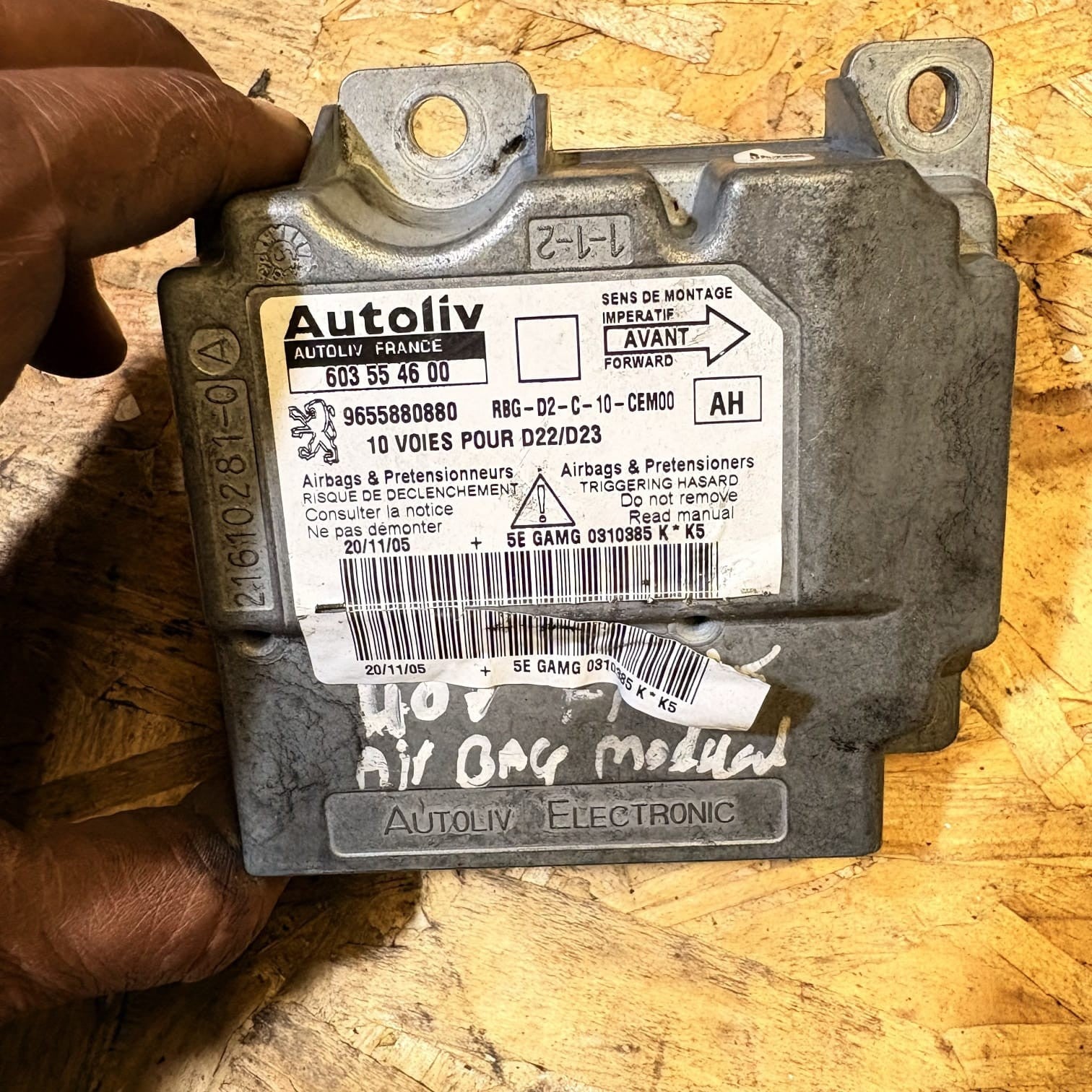 Peugeot 407 Saloon SW 2004-2010 Autoliv SRS Airbag ECU 9655880880 603554600