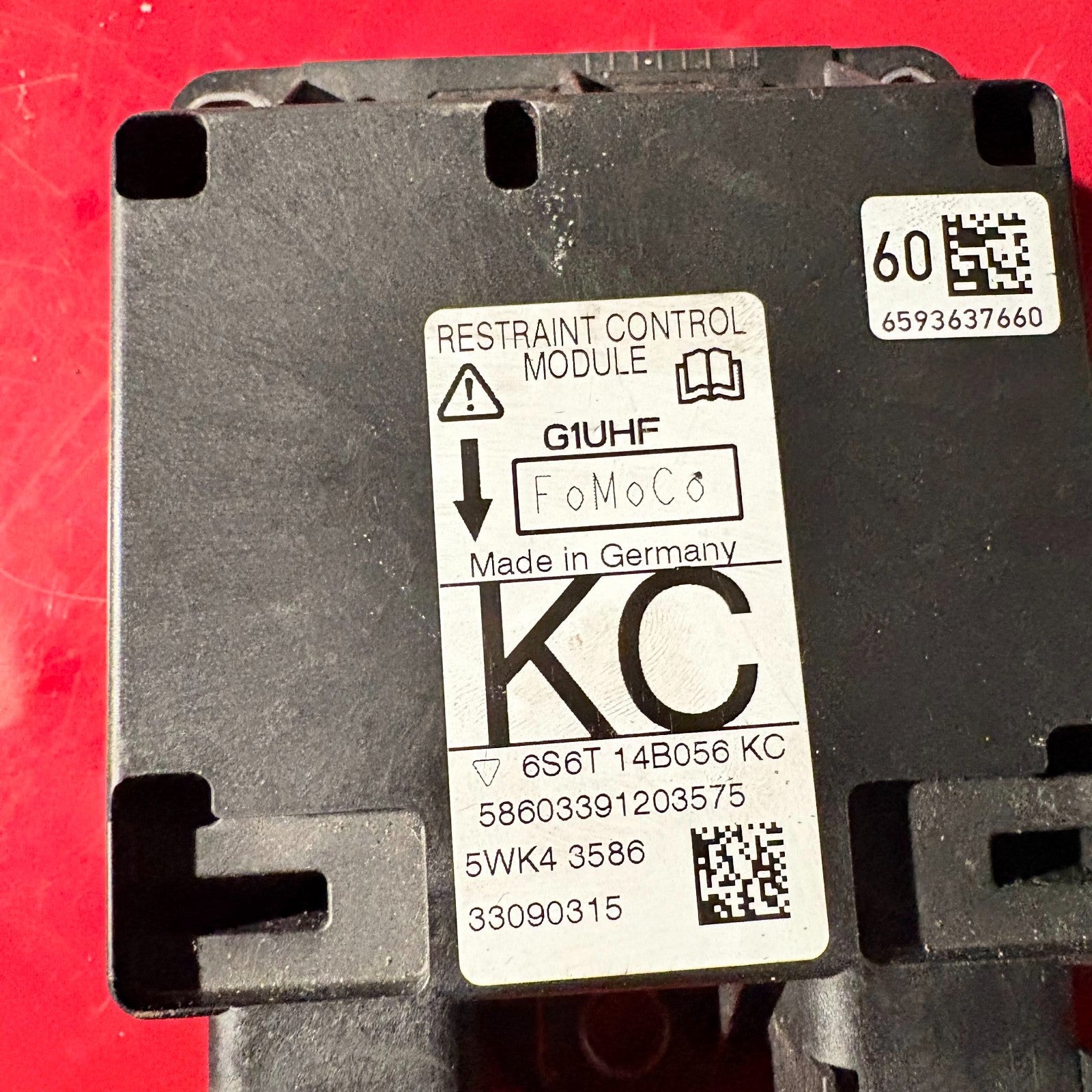 FORD FUSION 2011 RESTRAINT CONTROL MODULE 6S6T-14B056-KC