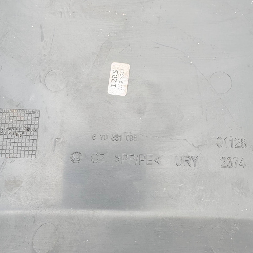 SKODA FABIA 6Y 5J 2000-2015 FRONT RIGHT UNDER SEAT STORAGE COVER GREY 6Y0881098