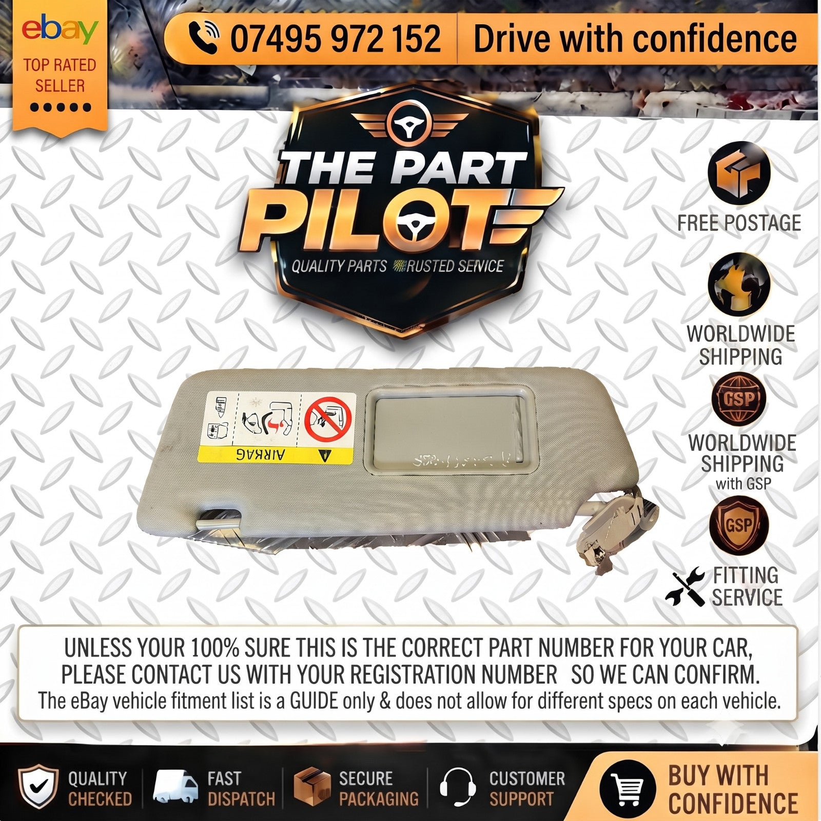 Audi A3 8V 2013-2020 RHD Left Passenger Sun Visor Mirror 8V2857551G