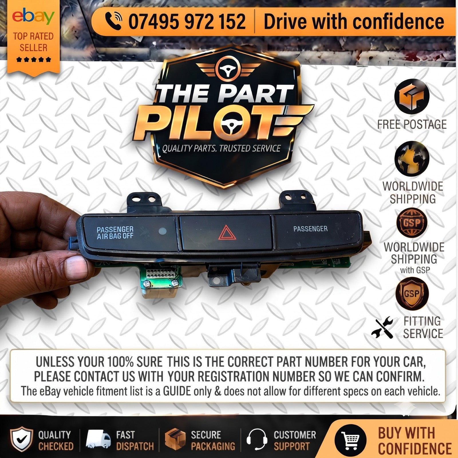 MITSUBISHI LANCER GS4 2008-2011 HAZARD WARNING SWITCH AIRBAG DASH PANEL