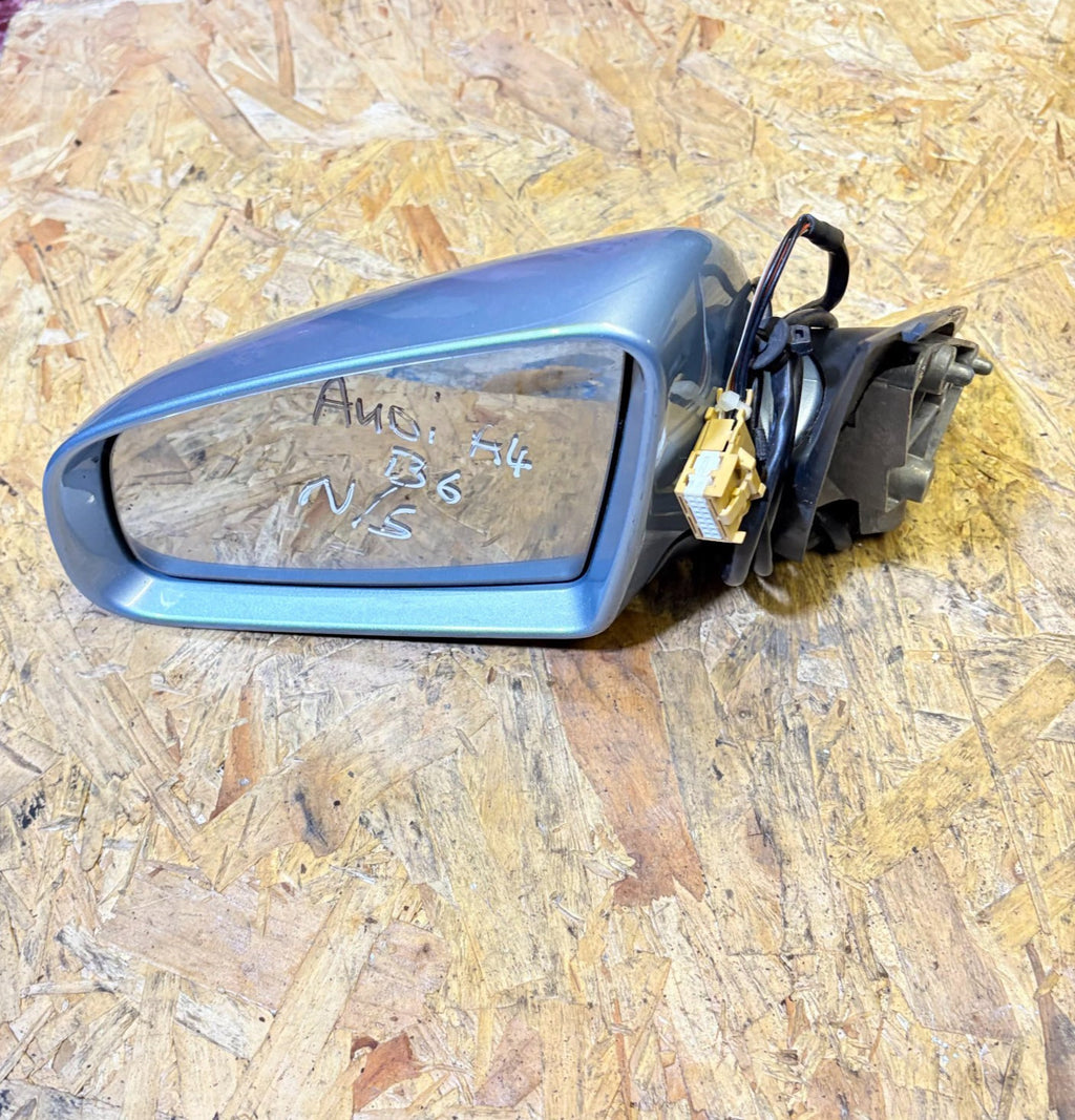 AUDI A4 B6 2001-2005 LEFT PASSENGER NSF ELECTRIC WING MIRROR BLUE SALOON AVANT