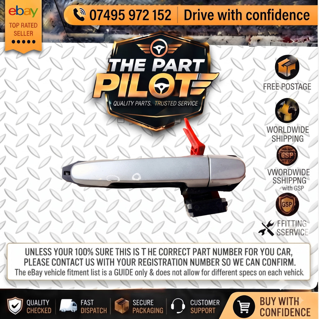 Toyota Yaris Mk2 2006-2011 5DR Rear Left NSR Exterior Door Handle Silver