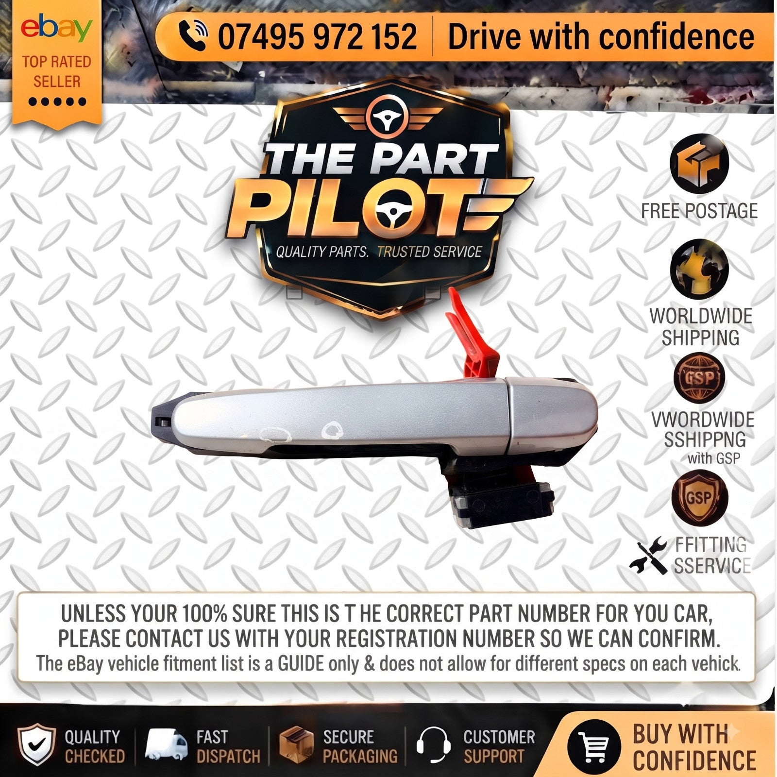 Toyota Yaris Mk2 2006-2011 5DR Rear Left NSR Exterior Door Handle Silver
