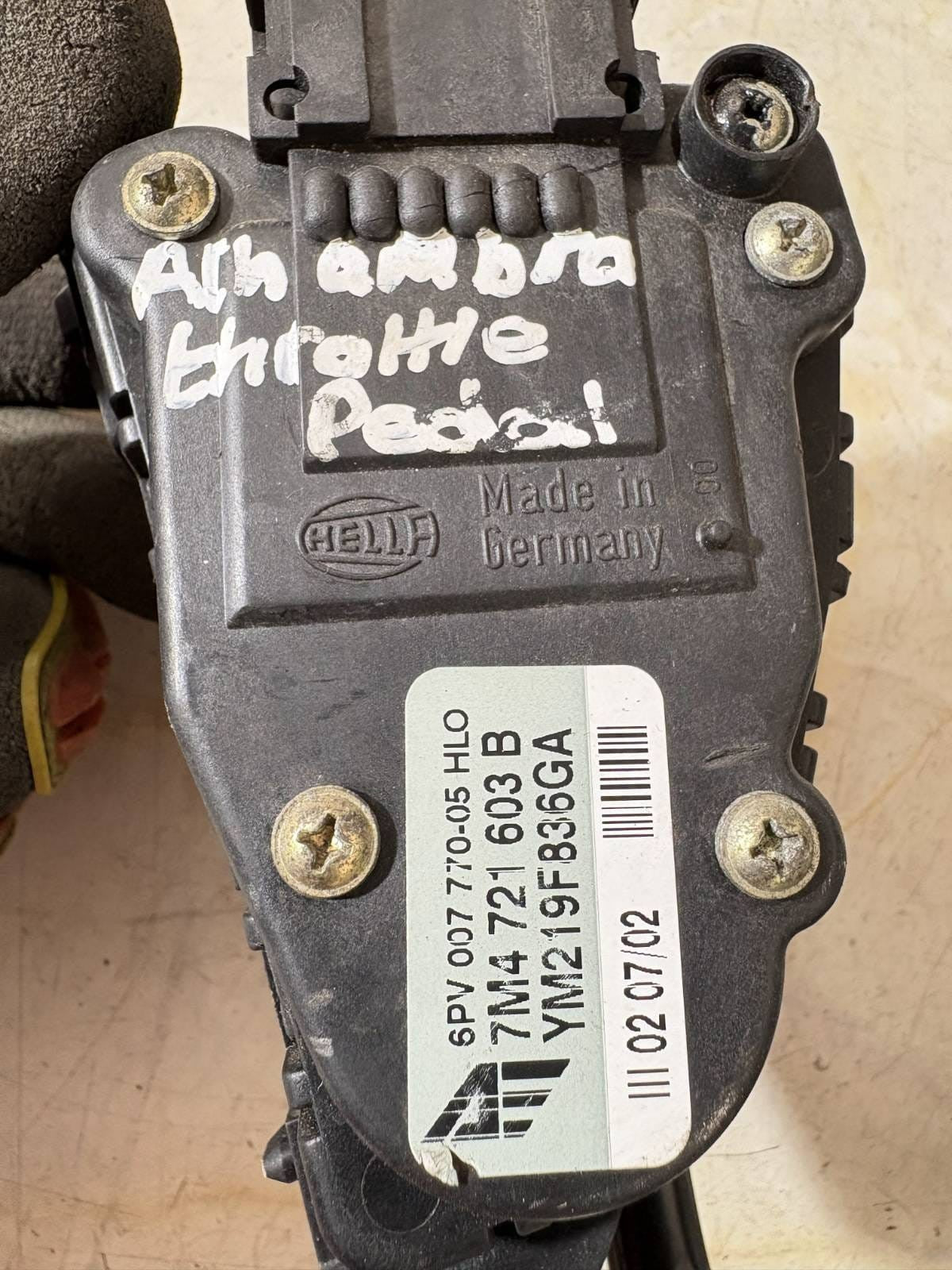 7M4721603B Throttle Position Throttle Pedal 6PV00777005 Seat Alhambra