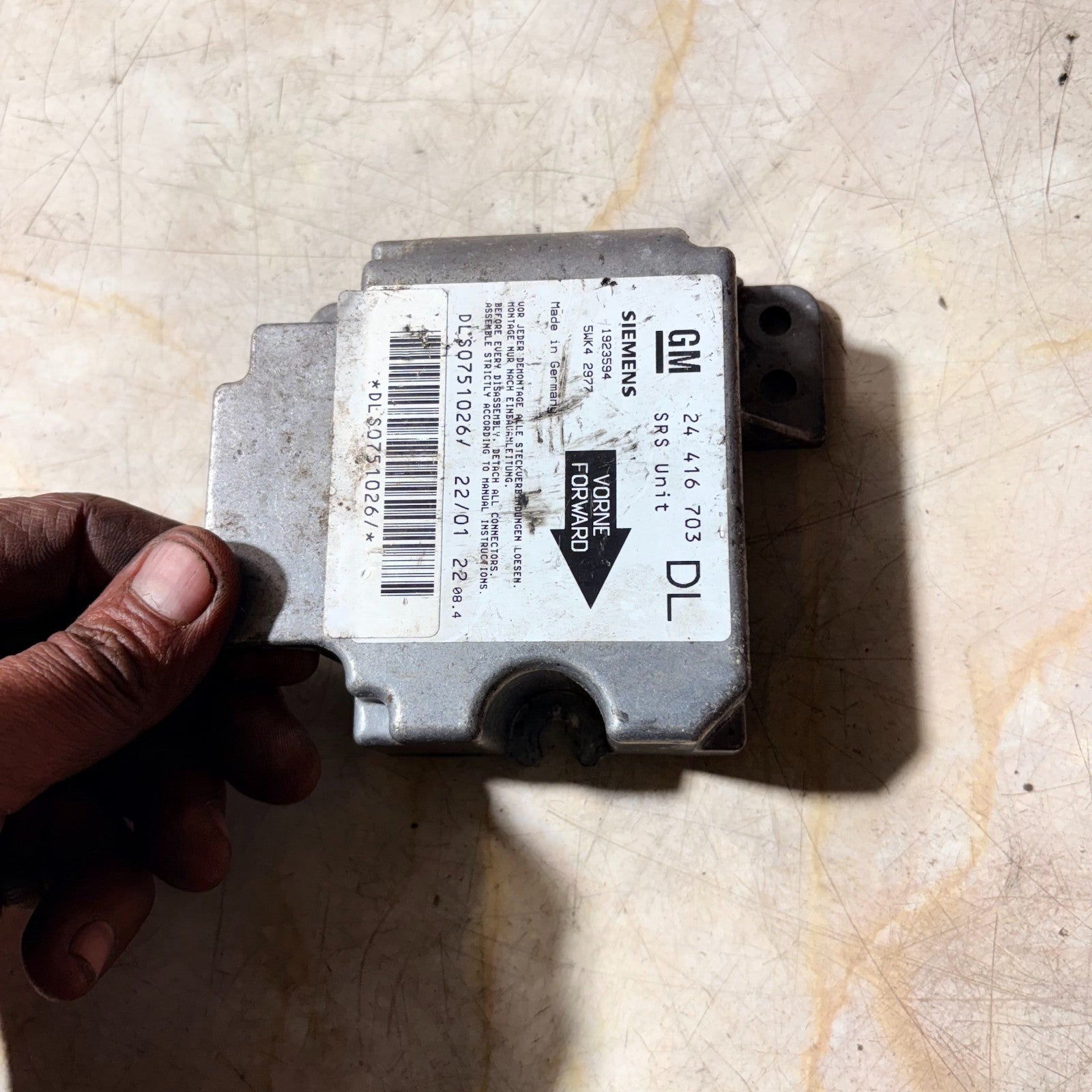 VAUXHALL ASTRA G MK4 1998-2004 AIRBAG SRS ECU MODULE 24416703 5WK42977
