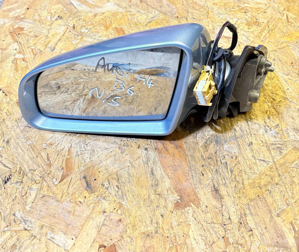 AUDI A4 B6 2001-2005 LEFT PASSENGER NSF ELECTRIC WING MIRROR BLUE SALOON AVANT
