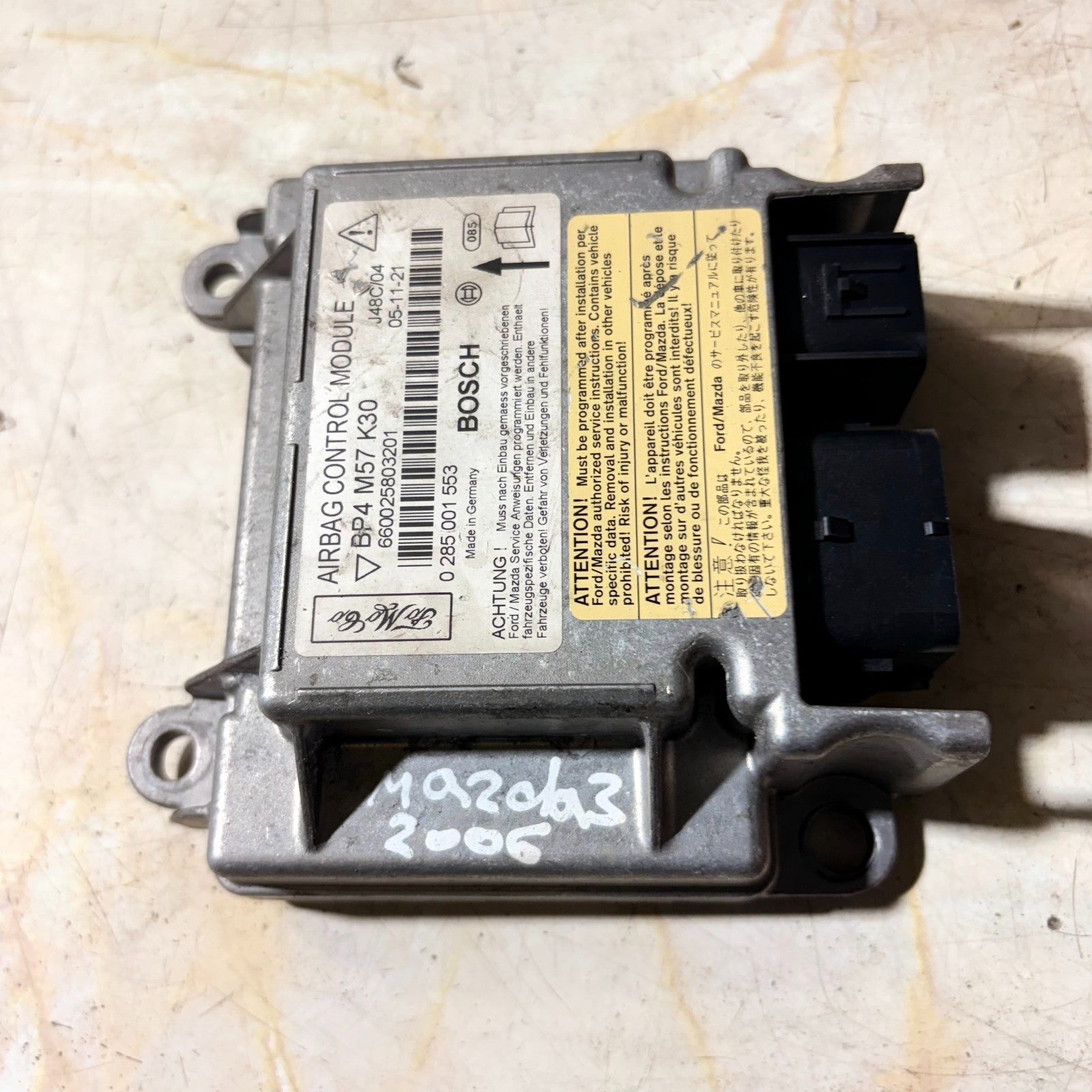 2006 MAZDA 3 AIRBAG CONTROL MODULE BP4M57K30