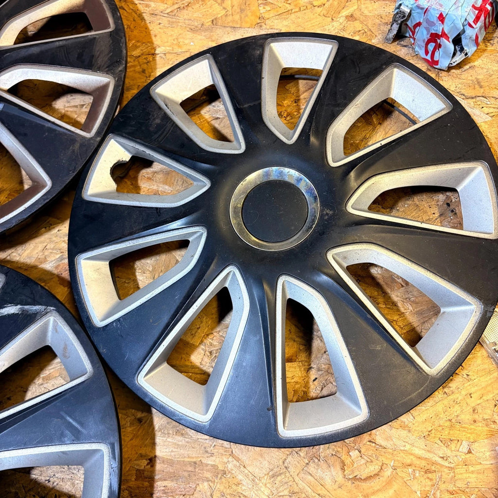 Versaco Stratos RC 14" Wheel Trims Hub Caps Wheel Covers Black/Silver x3