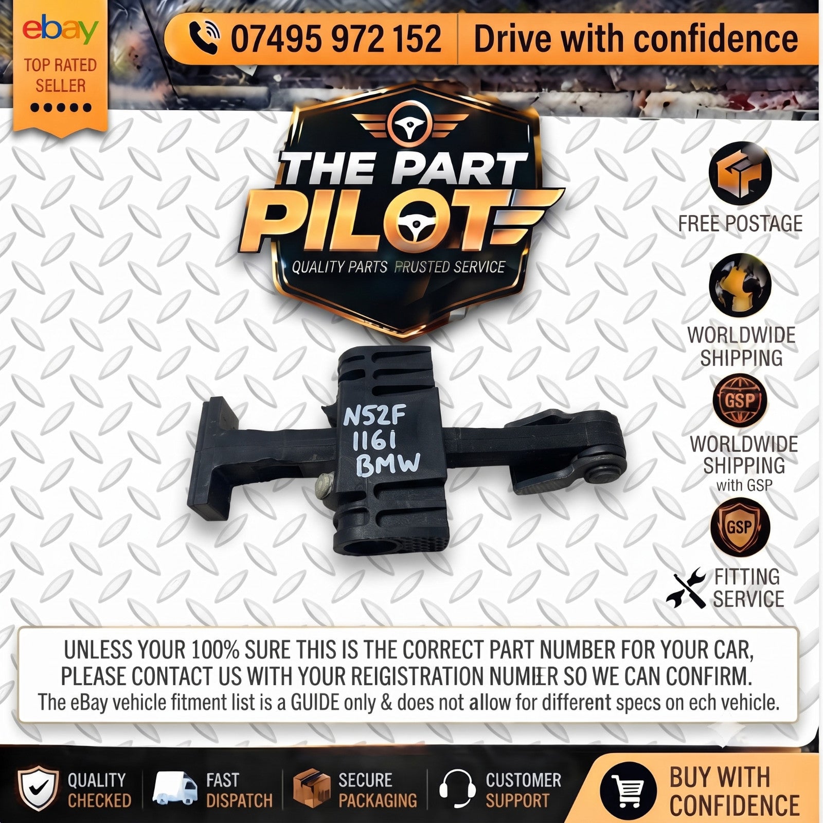 BMW 1 Series E87 04-11 Front Left Door Check Strap Brake Stopper 116i 118i 120i