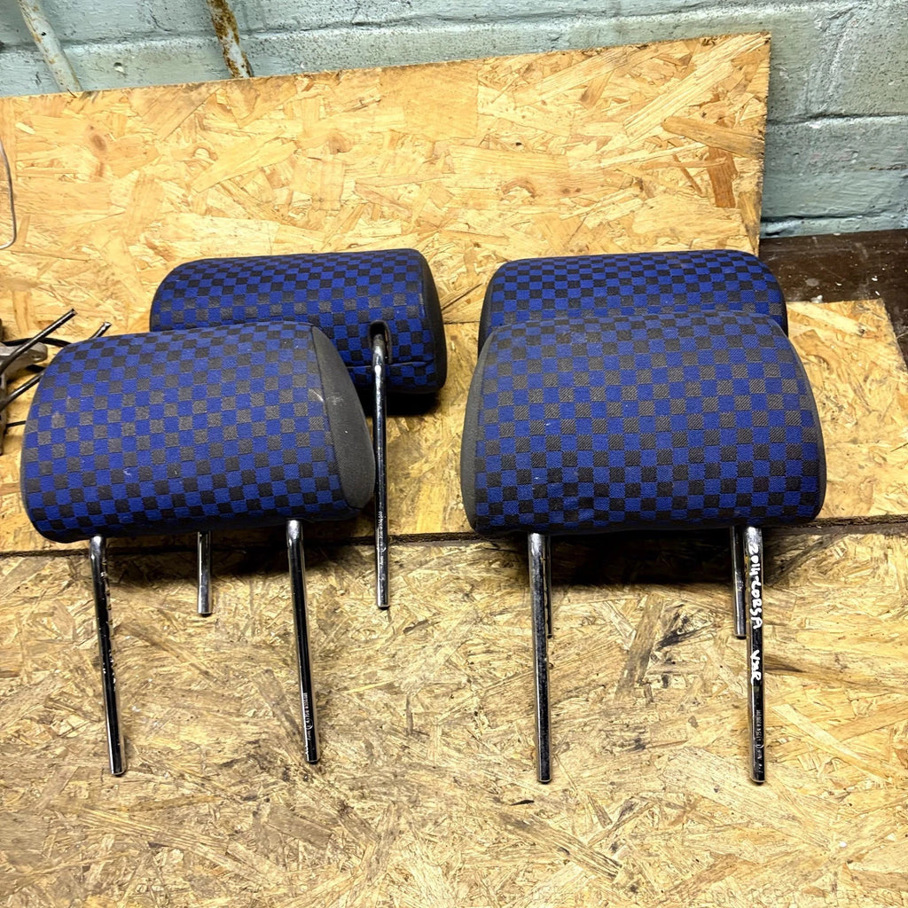 Audi A4 B5 Seat Headrest Set of 4 Front Rear Blue Cloth 1996-2001 Saloon Avant