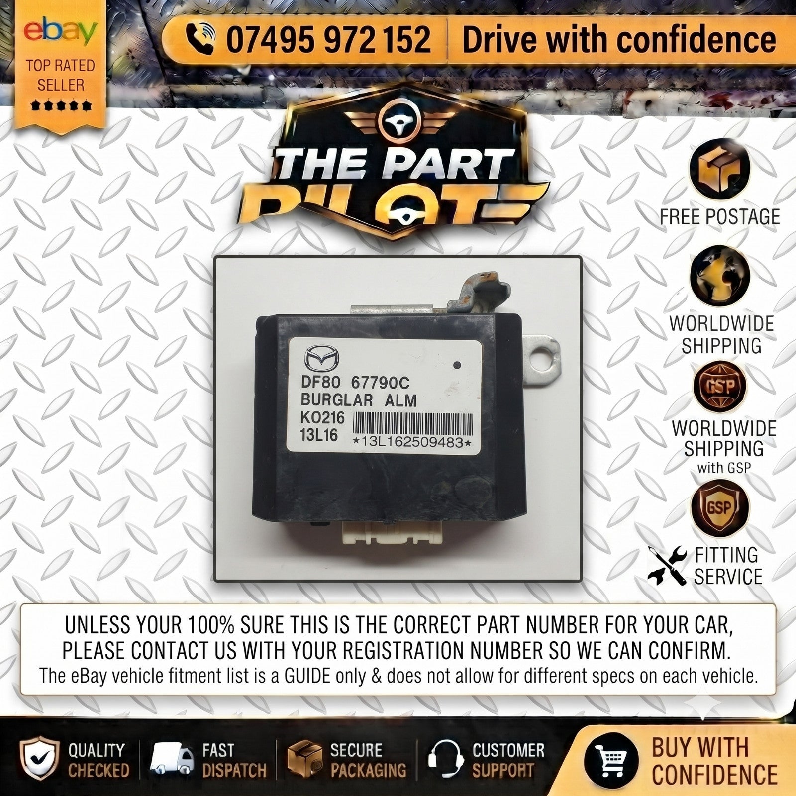 Mazda 2 DJ 2014-2019 Alarm Control Module DF80 67790C-XBMD0022