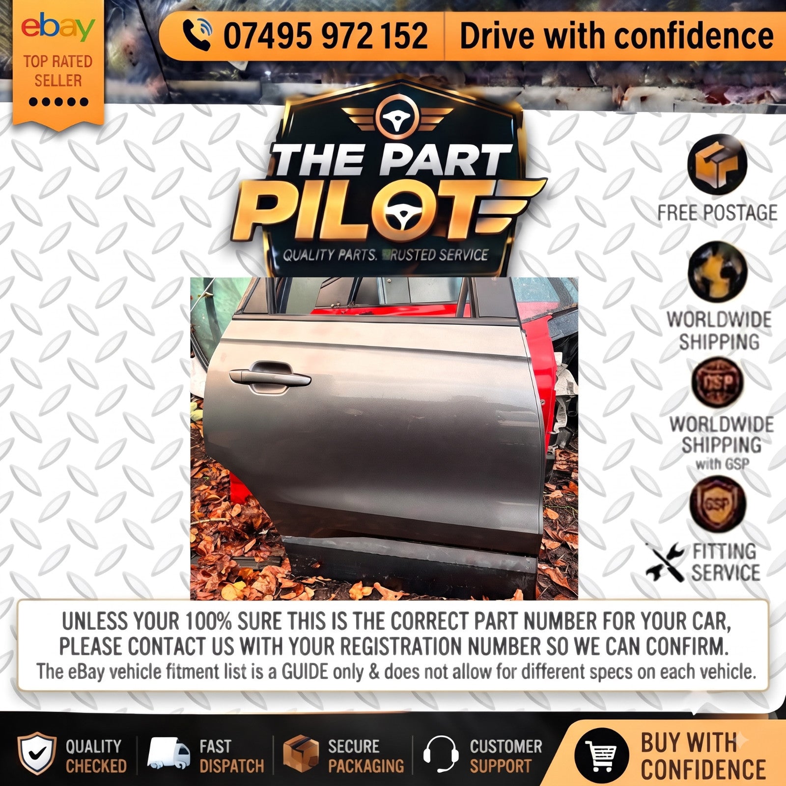 Vauxhall Crossland X P17 2017-2024 O/S Rear Complete Door Grey 5DR FREE POSTAGE