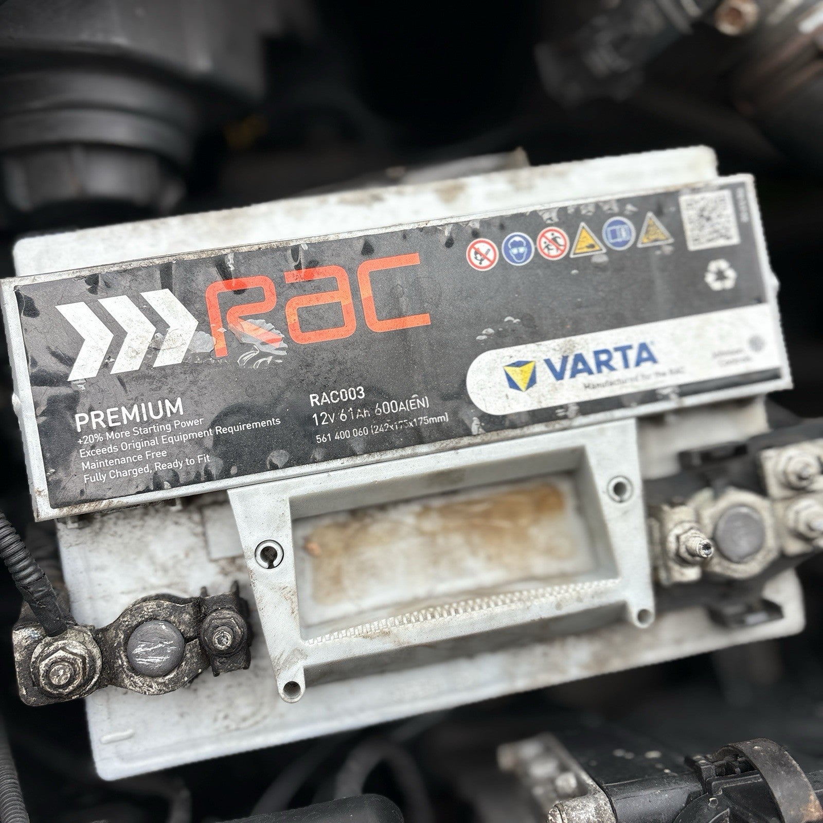 RAC PREMIUM CAR BATTERY 12V 61AH 600A 2011-2017 KIA RIO 1.6 CRDI RAC003