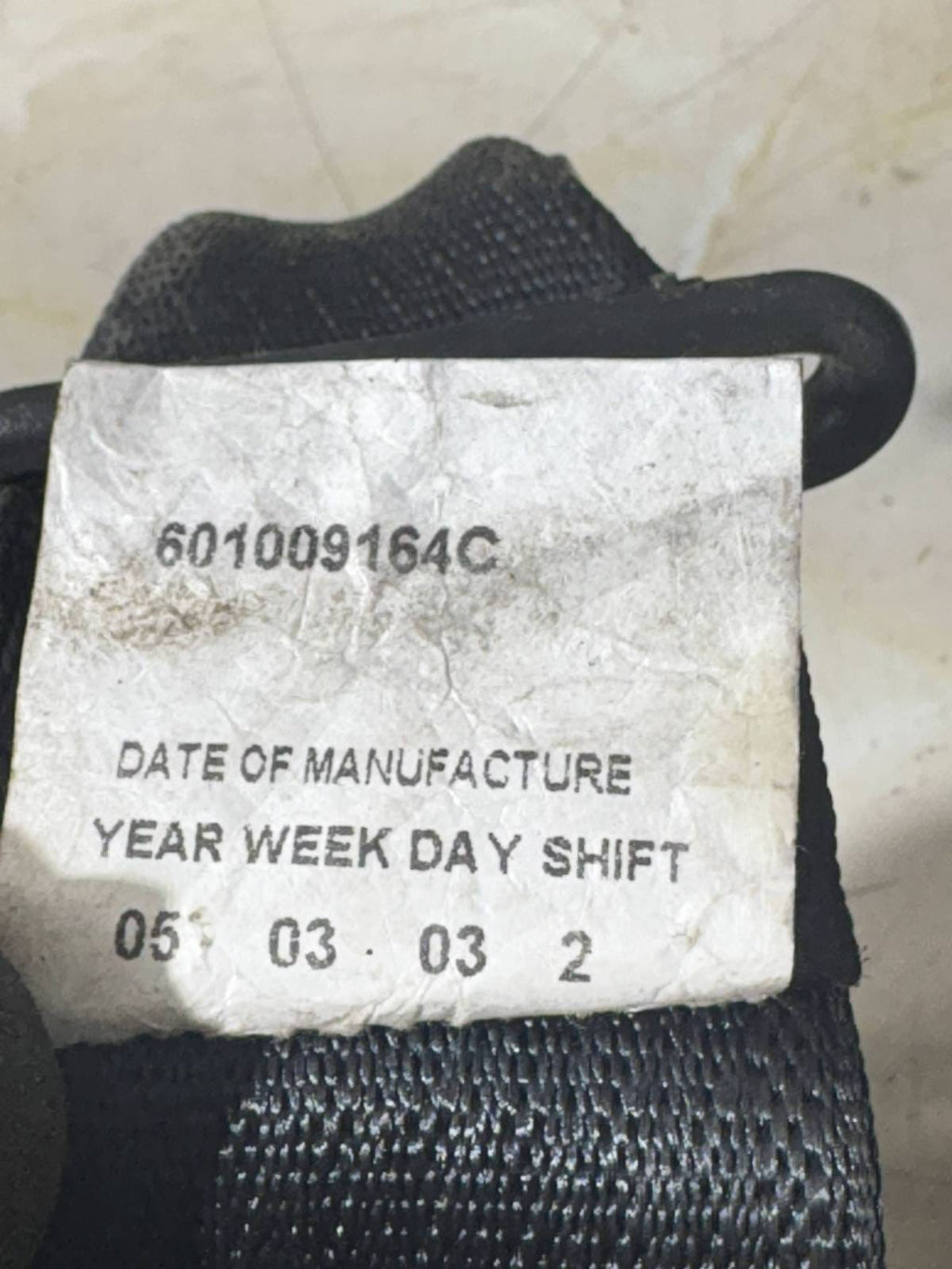 CHRYSLER PT CRUISER GT 5DR ESTATE 2005 SEAT BELT-PASSENGER REAR 601009164C